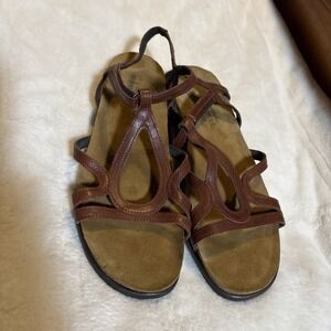 Naot‎ Dorith Sandals Womens Sz 11 EU 42 Strappy Latte Brown Leather Excellent